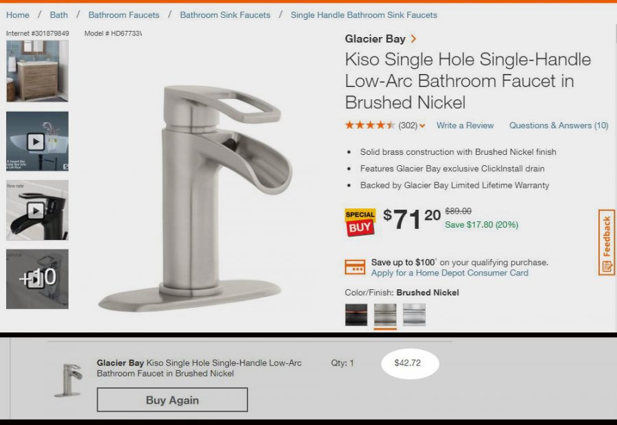 (Glacier Bay Kiso Single hole Faucet) ġ